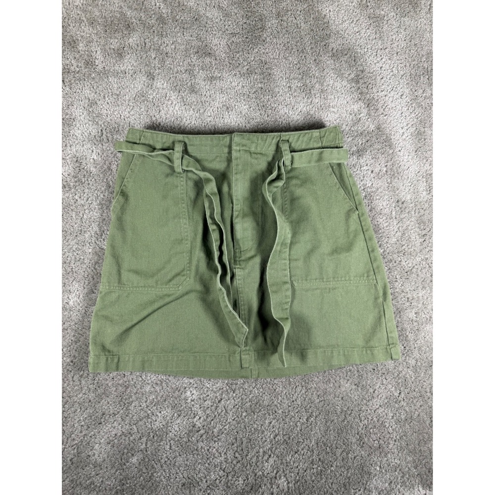 Harper Heritage Olive Green Cotton Twill Tie Waist Mini Skirt WS30045-2A Size M